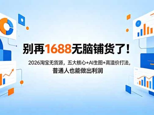 别再1688无脑铺货了！2026淘宝无货源，五大核心+AI生图+高溢价打法，普通人也能做出利润