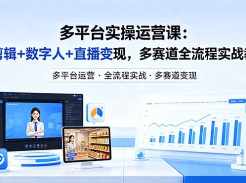 某团队多平台实操运营课-更新26年4月29：AI剪辑+数字人+直播变现，多赛道全流程实战教学