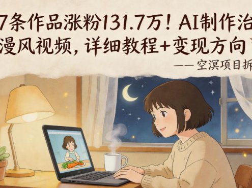 117条作品涨粉131.7W！AI制作治愈动漫风视频，详细教程+变现方向