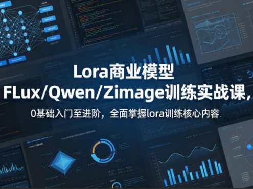 系统性学习Lora商业模型FLux／Qwen／Zimage训练实战课，0基础入门至进阶，全面掌握lora训练核心内容
