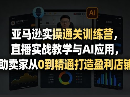 亚马逊实操通关训练营，直播实战教学与AI应用，助卖家从0到精通打造盈利店铺(更新4月29日)