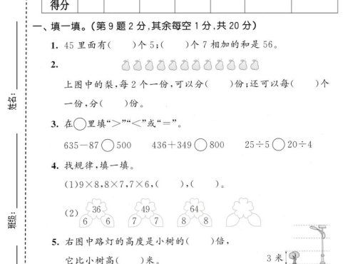 二年级下数学期中拔尖测试卷《西师版》