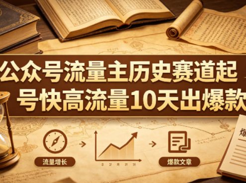 公众号流量主之历史赛道，起号快+高流量，10天就能出爆款！