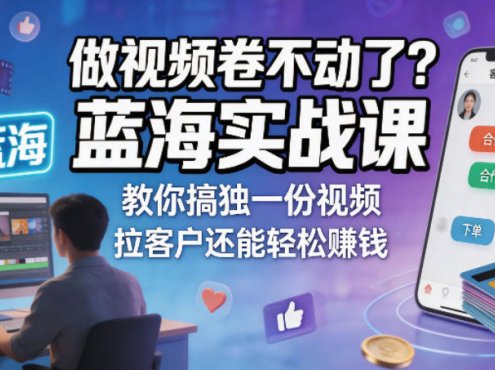 做视频卷不动了？蓝海实战课教你搞独一份视频，拉客户还能轻松賺钱！【原创双语字幕】