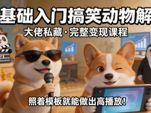 零基础入门搞笑动物解说，大佬私藏完整变现课程，照着模板就能做出高播放
