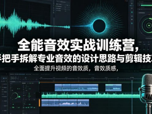 全能音效实战训练营，手把手拆解专业音效的设计思路与剪辑技巧，全面提升视频的音效质感
