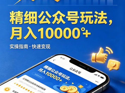 精细公众号玩法，月入10000+，实操指南，快速变现