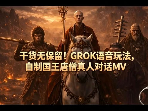 干货无保留！GROK语音玩法，自制国王唐僧真人对话MV