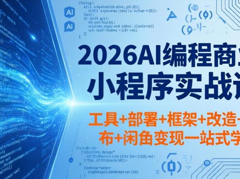 2026AI编程商业小程序实战课，工具+部署+框架+改造+发布+闲鱼变现一站式学会