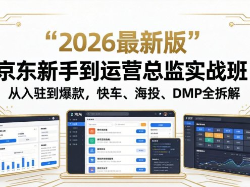 京东新手到运营总监实战班：从入驻到爆款，快车、海投、DMP全拆解，2026最新版