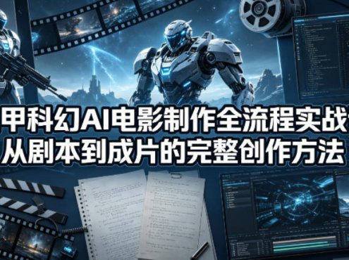 机甲科幻AI电影制作全流程实战课，从剧本到成片的完整创作方法