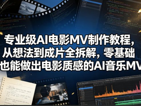 专业级AI电影MV制作教程，从想法到成片全拆解，零基础也能做出电影质感的AI音乐MV