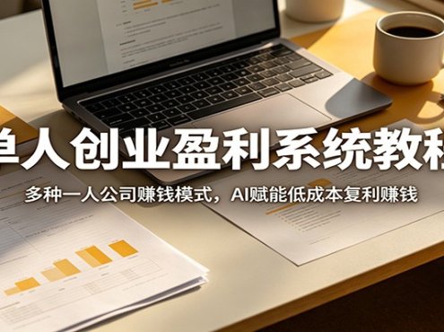 单人创业盈利系统教程：多种一人公司赚钱模式，AI赋能低成本复利赚钱