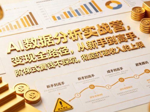 AI数据分析实战营，变现全路径，从新手到高手，阶梯式賺钱不踩坑，彻底打破收入的上限