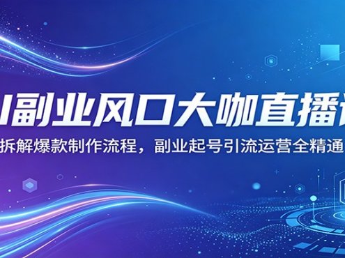 AI副业风口大咖直播课：拆解爆款制作流程，副业起号引流运营全精通