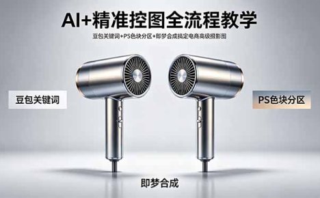 AI+精准控图全流程教学 豆包关键词+PS色块分区+即梦合成搞定电商高级摄影图
