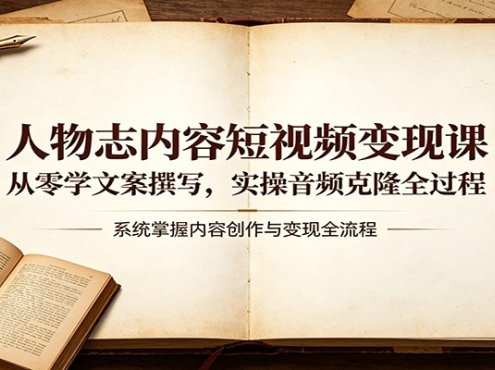 人物志内容短视频变现课：从零学文案撰写，实操音频克隆全过程