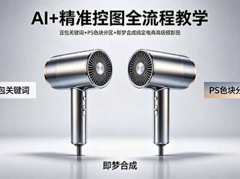AI+精准控图全流程教学 豆包关键词+PS色块分区+即梦合成搞定电商高级摄影图