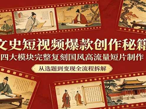 文史短视频爆款创作秘籍：四大模块完整复刻国风高流量短片制作