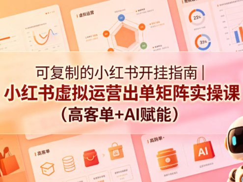 可复制的小红书开挂指南｜小红书虚拟运营出单矩阵实操课(高客单+AI赋能)