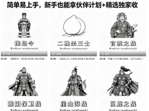 抖音某博主的历史博弈思维短视频实操教学，简单易上手，新手也能拿伙伴计划+精选独家收益
