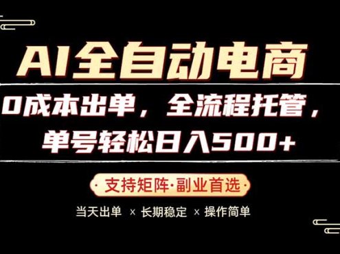 0成本出单，全流程托管，单日轻松日入500+