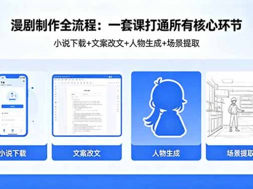 漫剧制作全流程：小说下载+文案改文+人物生成+场景提取：一套课打通漫剧制作所有核心环节