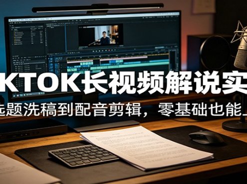 TIKTOK长视频解说实战：从选题洗稿到配音剪辑，零基础也能上手