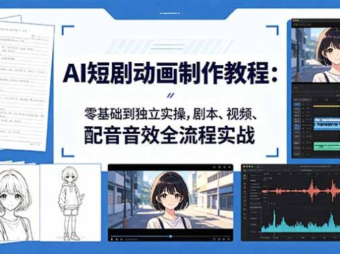 AI短剧动画制作教程：零基础到独立实操，剧本、视频、配音音效全流程实战