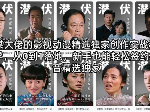某大佬的影视动漫精选独家创作实战教学，从0到1落地，新手也能轻松签约抖音精选独家