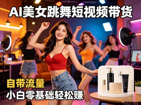 AI美女跳舞短视频带货：自带流量，小白零基础轻松賺，详细拆解