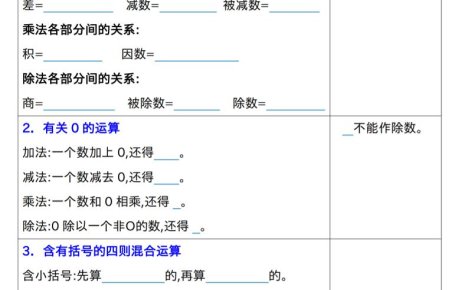 四年级下数学期中复习考点归类专练