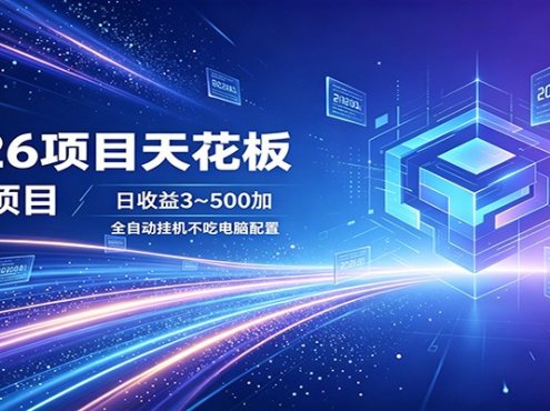 2026项目天花板，风口项目，日收益3~500+全自动挂机，不吃配置
