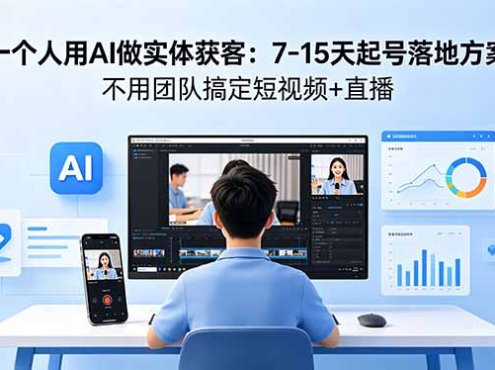 一个人用AI做实体获客：7-15天起号落地方案，不用团队搞定短视频+直播