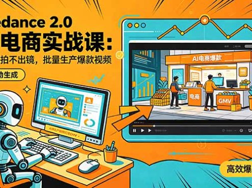 Seedance 2.0 AI电商实战课：不用实拍不出镜，批量生产爆款视频打爆GMV