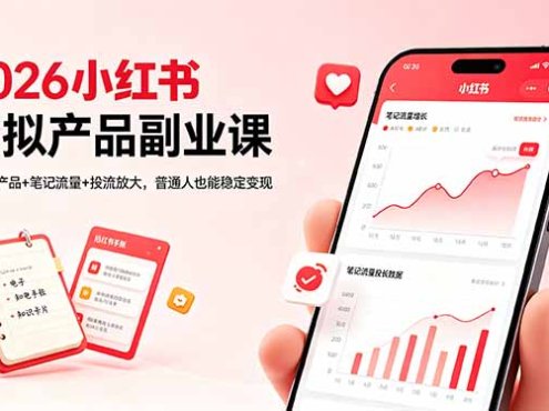 2026小红书虚拟产品副业课，AI原创产品+笔记流量+投流放大，普通人也能稳定变现