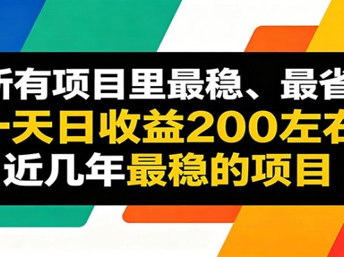 优质线上收益项目，操作简单流程成熟，无需复杂运营，日均稳定收益约200元