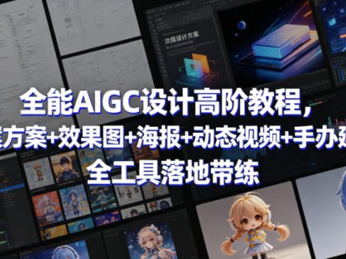 全能AIGC设计高阶教程，文案方案+效果图+海报+动态视频+手办建模，全工具落地带练