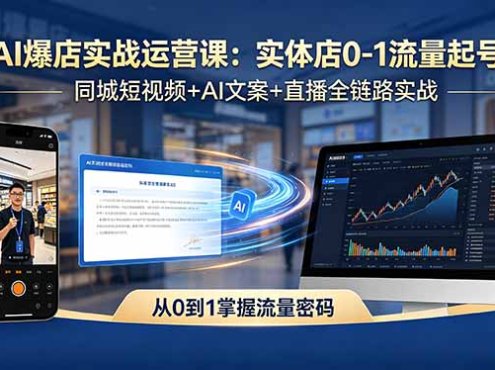 AI爆店实战运营课：实体店0-1流量起号，同城短视频+AI文案+直播全链路实战