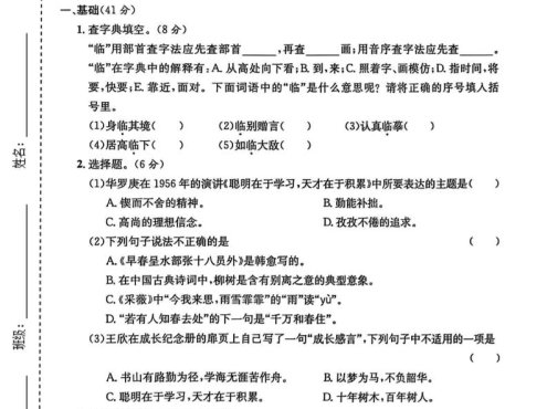 五年级下语文第八单元拔尖测试卷2