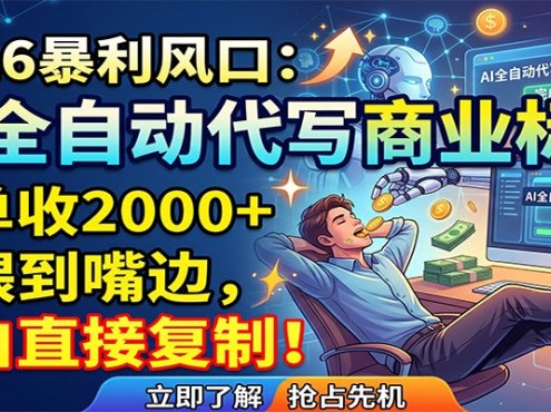 AI全自动代写商业标书，一单收2000+，饭喂到嘴边，小白直接复制