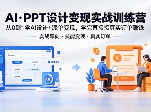 AI·PPT设计变现实战训练营，从0到1学AI设计+派单变现，学完直接接真实订单赚钱