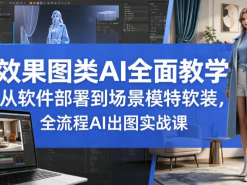 效果图类AI全面教学｜从软件部署到场景模特软装，全流程AI出图实战课