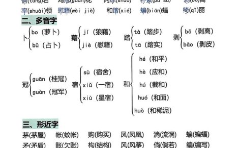 四年级下语文1-8单元学霸重点知识梳理