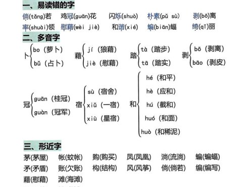 四年级下语文1-8单元学霸重点知识梳理