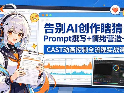 告别AI创作瞎猜！Prompt撰写+情绪营造+CAST动画控制全流程实战课