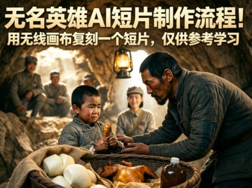 无名英雄AI短片制作流程！用无线画布复刻一个短片，仅供参考学习