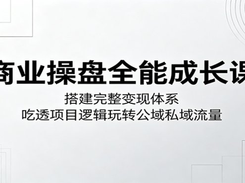 商业操盘全能成长课：搭建完整变现体系，吃透项目逻辑玩转公域私域流量