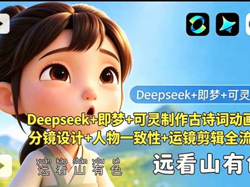 Deepseek+即梦+可灵制作古诗词动画：分镜设计+人物一致性+运镜剪辑全流程