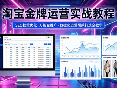 2026 淘宝金牌运营实战教程,SEO权重优化万相台推广,数据化运营爆款打造全教学